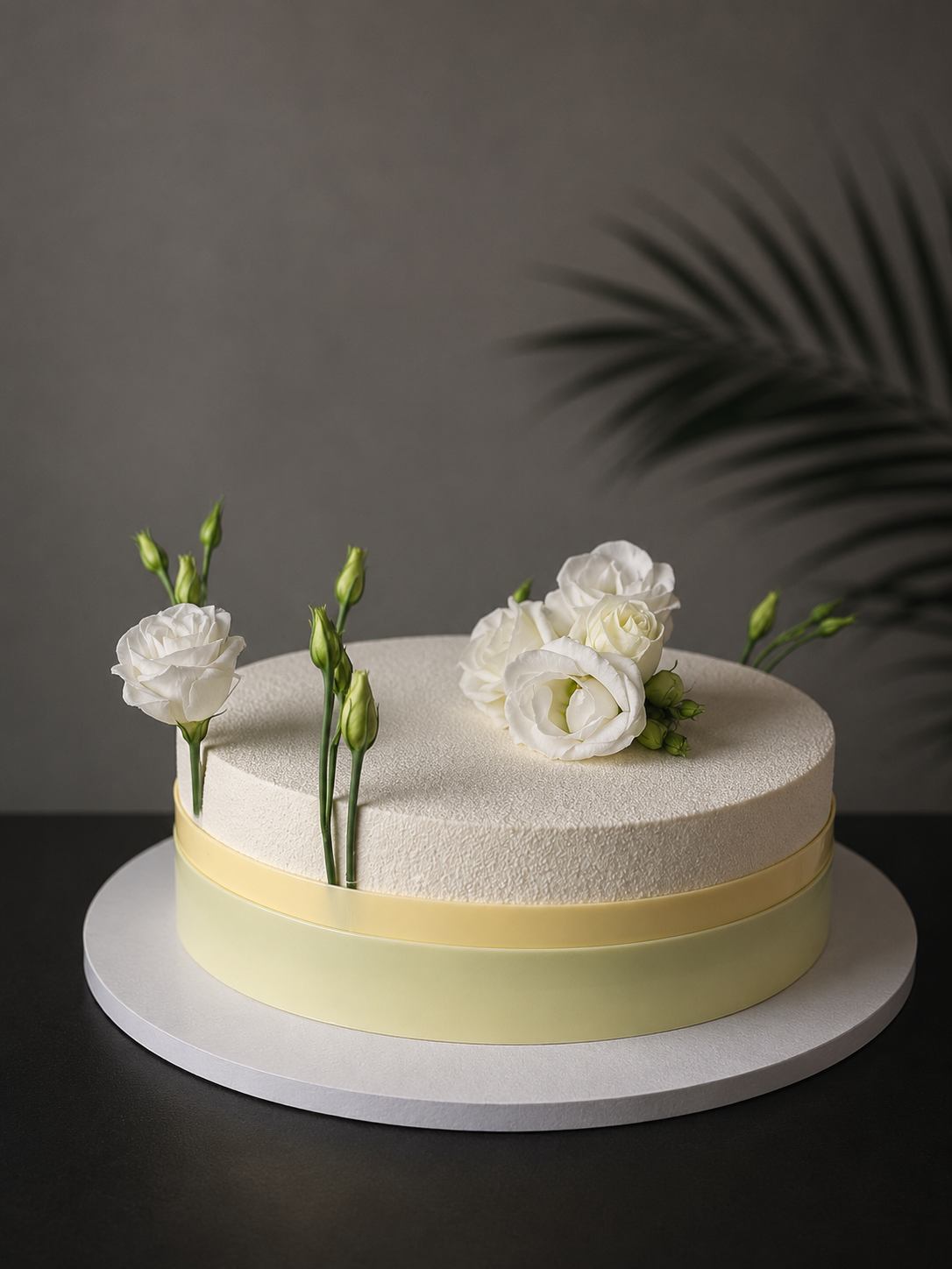 Minimalistinis tortas su gyvomis gėlėmis