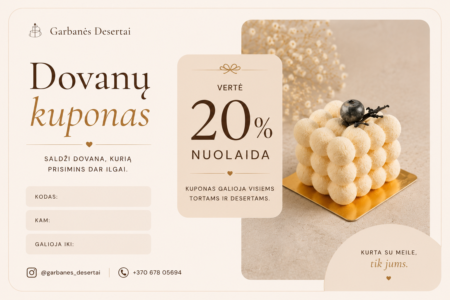 Nuolaidos kuponas — Garbanės Desertai